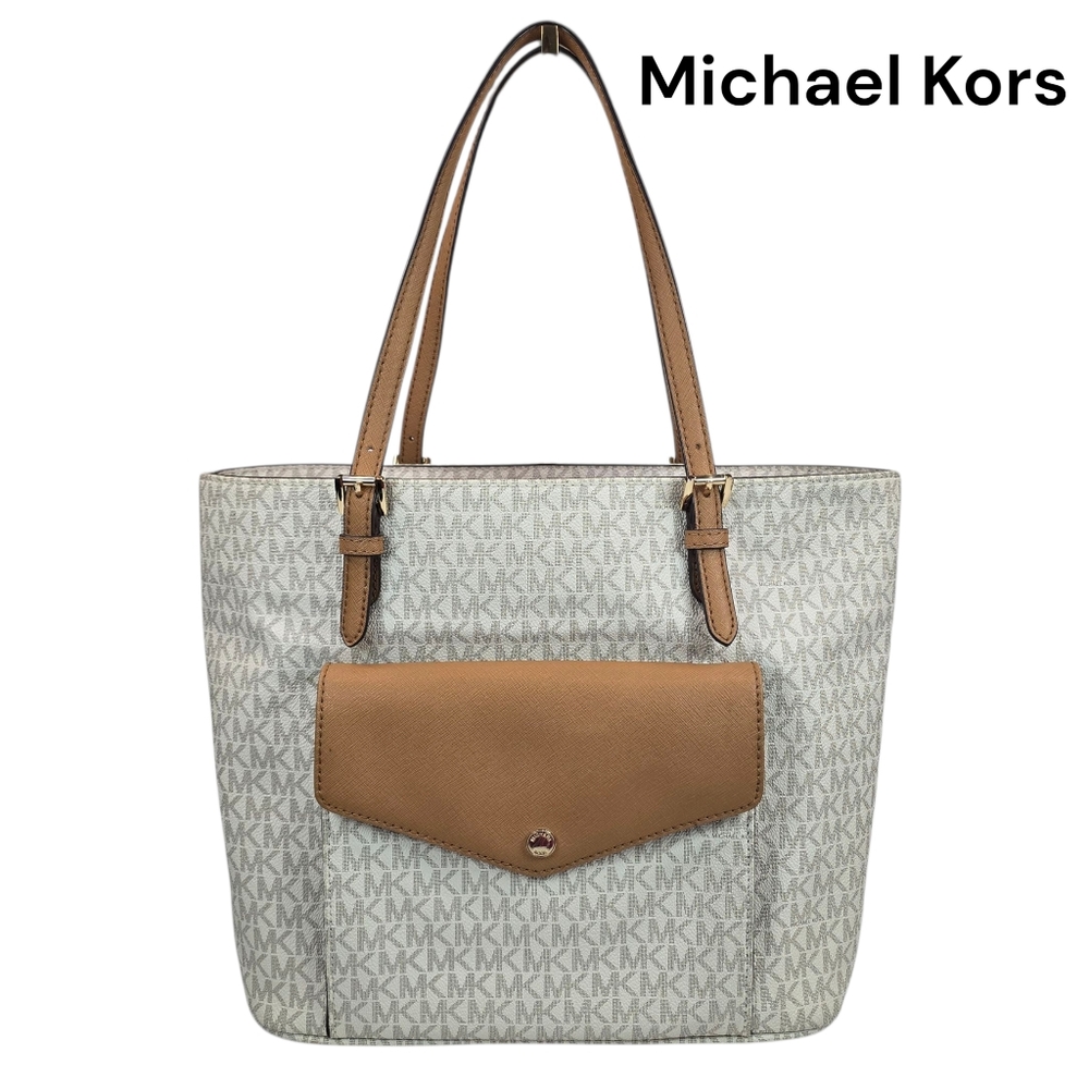 Michael Kors Jet Set Large Logo Pocket‎ Tote Bag ☆